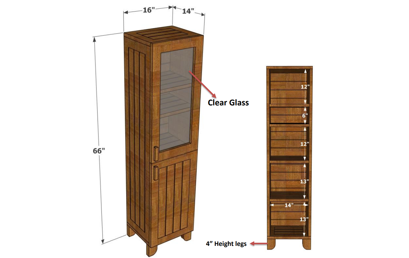 Ubyld PineVista Glass Door Storage Shelf