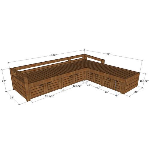 L shape wooden sofa deals with storage